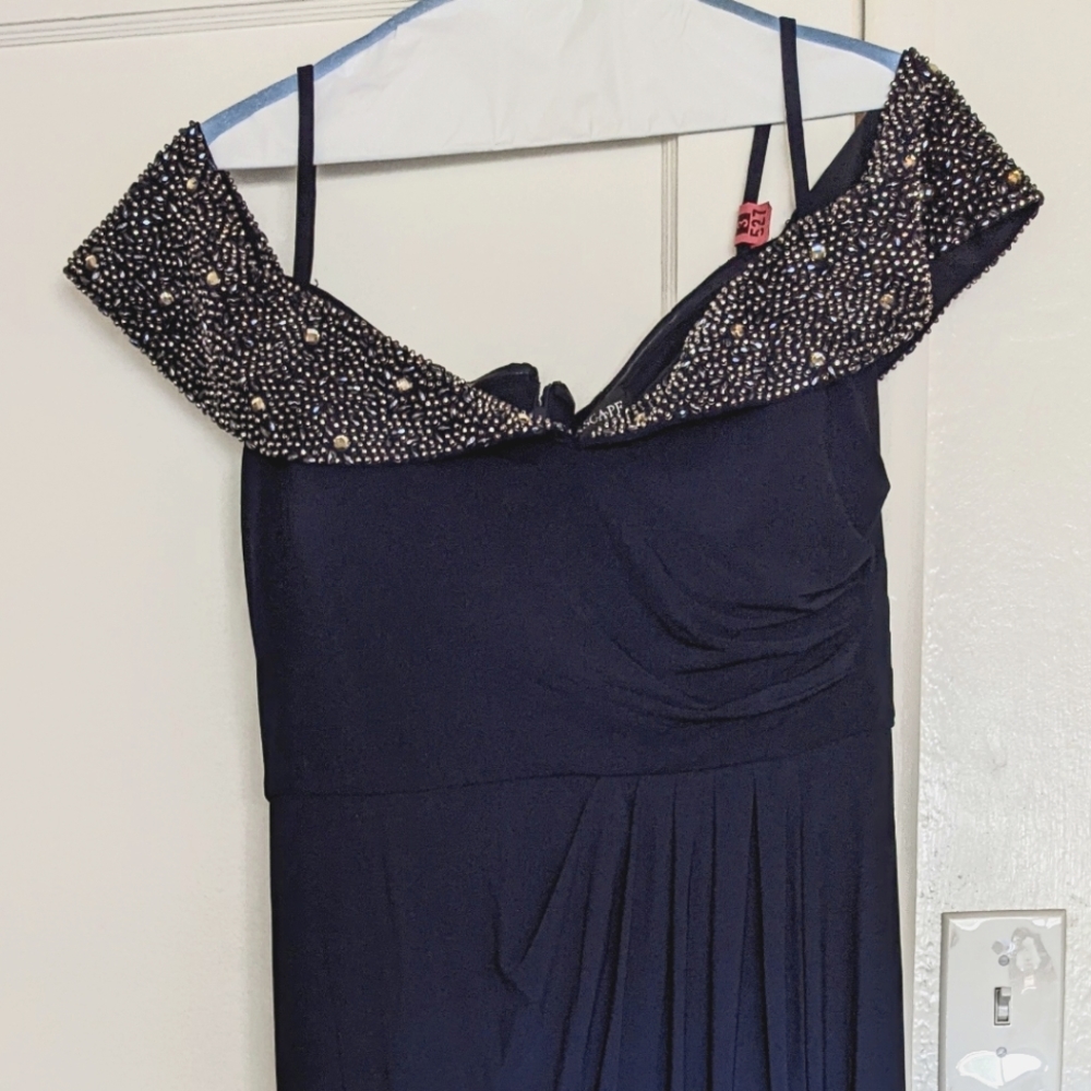Navy Bejeweled Column Dress - 16W